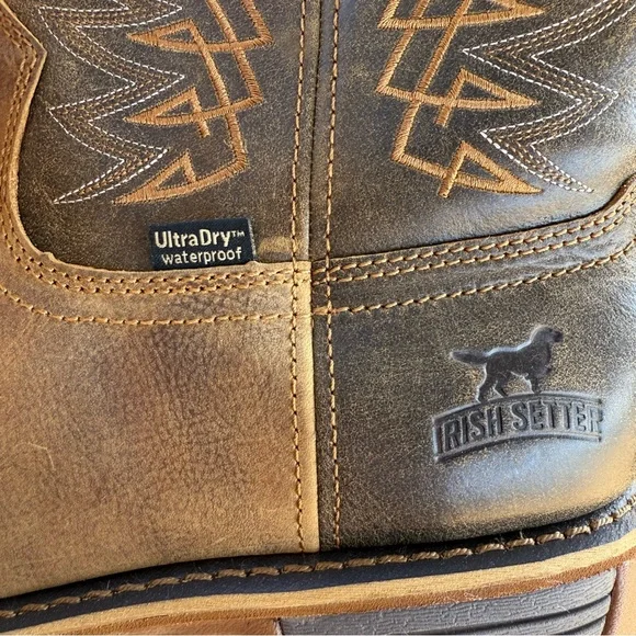 NEW Irish Setter Marshall Men’s 11” Waterproof Leather Safety Toe Pull-On Boot - Picture 8 of 9